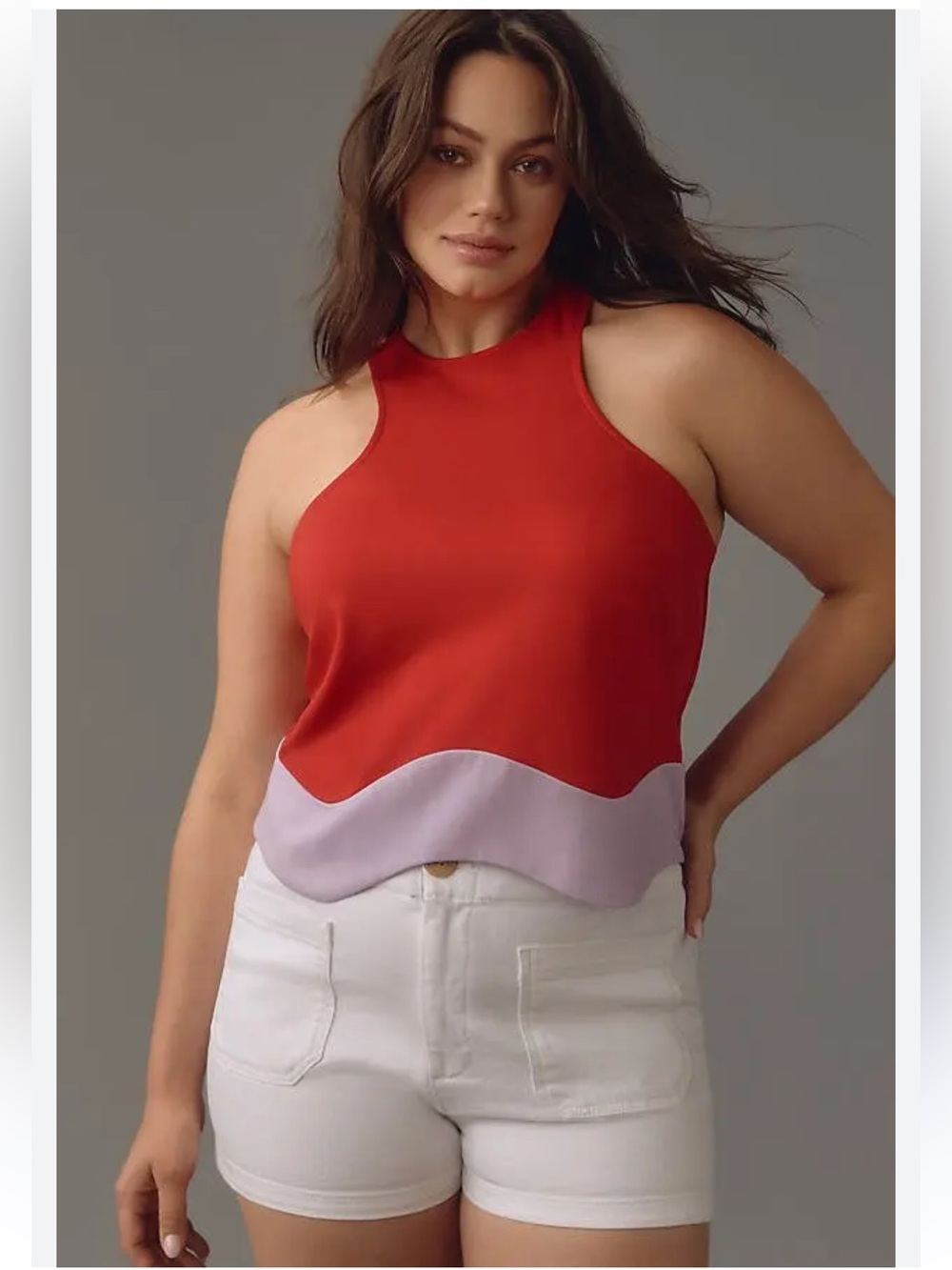 New with Tags Anthropologie Sunday in Brooklyn Color Block Tank Top in Red